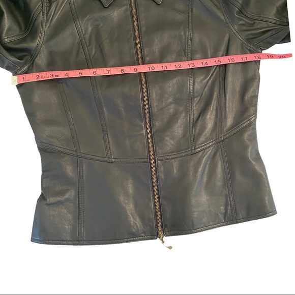black leather full zip jacket w corset detailing size 6 Super soft NWOT - Picture 9 of 12